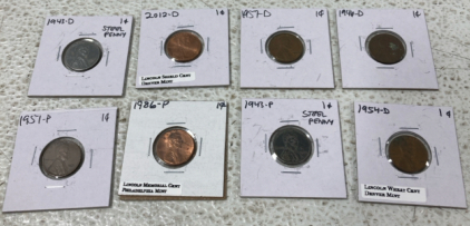 (8) Pennies 1943-2012, (2) Nickels 1958-1971