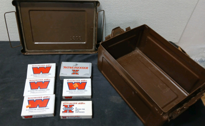 (1) Metal Ammo Can, Winchester Center Fire Cartridges