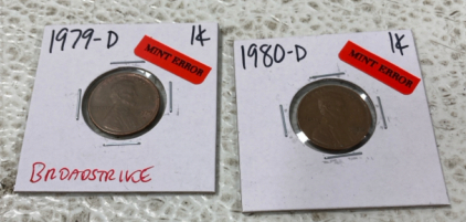(2) Pennies 1979-1980, (2) Nickels 1960, (6) Dimes 1965-2003