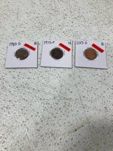 (3) Pennies 1973-2013, (3) Nickels 1957-1976, (4) Dimes 1971-1981
