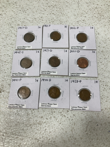 (9) Pennies 1940-2011, One Dollar Coin 1971
