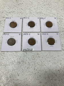 (6) Pennies 1941-1957, (2) Nickels 1954-1989, (2) Quarters 2006-2007