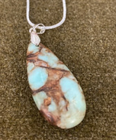 (1) Snake Skin Jasper Teardrop .925 Necklace - 2