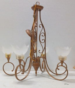 (30in) Chandelier W/ Glass Covers (5) Gold