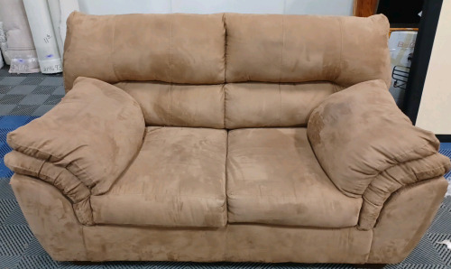 (1) Love Seat - Brown Suede