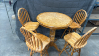 Carved Wooden Table Set, (4) Carved Wooden Chairs
