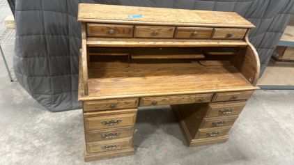Solid Oak Desk with Roll Top
