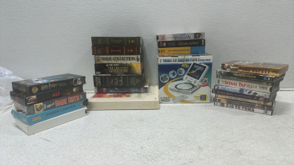 COBY 5&rdquo; Portable Flat Screen DVD Player, Collection of DVDs/VHS Tapes