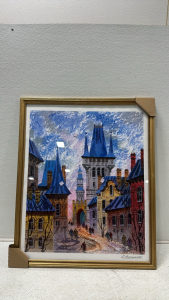 Anatole Krasnyanasky “Street of Old Prague” Painting