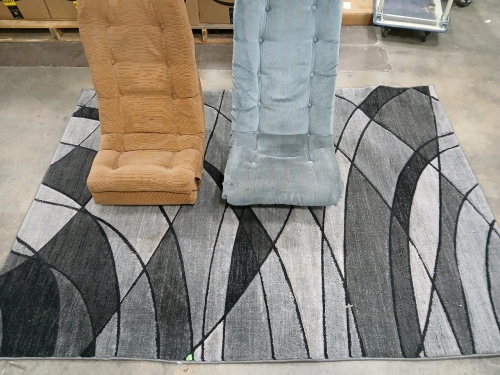 2 Bannanna Chairs 1 floor Rug. 2 metal bed frames.