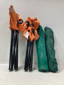 (4) Outdoor Folding Campinf Chairs Orange and Green