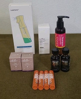 (2) 5-Gram Bottles Of Cace, Cherry Blossom Honey Lipstick, (4) Tubes Of Orange Ginger Organic Lip Balm. (2) 1-Oz Bottles Of Derm Dude Beard Oil, (1) Dr Oacle NiaBright Ampoule, 1.69-Oz, (1) Small Bottle Of Wig & Weave Shampoo & (1) 160ml Continous Spra