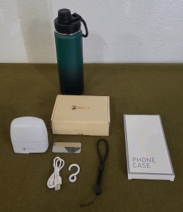 (1) Balit , USB Rechargeable. LED Camp/Utility Light, White (1) Vacuum Insulated Water Bottle & (1) Sipdercase, Shockproof Phone Case For iPhone 14, Red