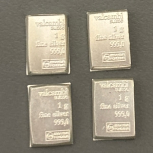 (4) 1g Fine Silver 999,0 Valcambi Suisse Bars