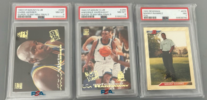 (2) PSA Cards Including Anfernee Hardaway, Chris Webber, And (1) Manny Ramirez Cards