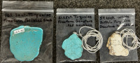 162.30 Ct. Turquoise Freeform Polished Slab, 61.25ct. Turquoise Freeform Gemstone .925 Necklace, 57.20ct. White Buffalo Turquoise Gemstone .925 Necklace