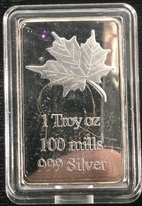 1 Troy Oz 100 Mille 999 Silver Bar *No Authentication!*