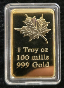 1 Troy Oz 100 Mills 999 Gold Bar *No Authentication!*