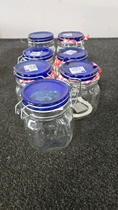 (1) Set of 7 Fido Vaso Blue Top Kitchen Storage Jars