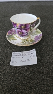 Duchess Fine Bone China Gilded Pedestal Teacup and Saucer