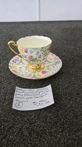 Vintage Rare Shelly Countryside England Fine Bone China Floral Multicolor Teacup and Saucer