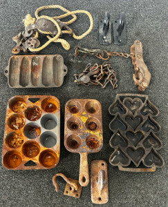 Cast Irons Trays, And Assorted Metal