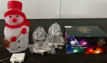 Christmas Lights, Acrylic Snowman, Stocking Hangers