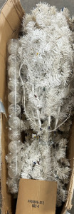6.5 Ft White Tree With White Snowflake Ornaments