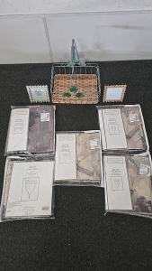 (4) Ascot Valances (1) Scarf Valance (2) Elsa L Inc. 4"x4" Photo Frames (1) Ivy Themed Basket