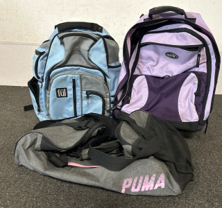 (2) Backpacks & (1) Duffle Bag