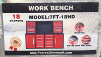 Work Bench 18 Drawers Model: 7ft-18HD - 2