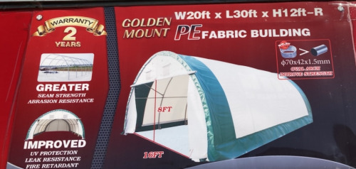 Gold Mount PE Fabric Building 20ftx30ftx12ft