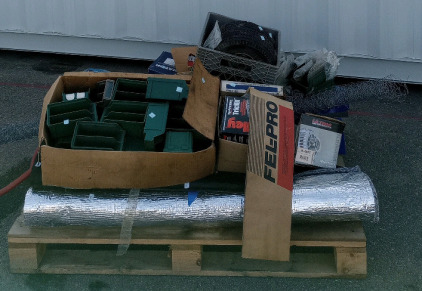 Pallet of Assorted Hoses, Auto Parts, Chicken Wire & More