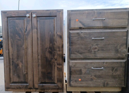 (1) Kitchen Cabinet - 27"&times;12"&times;36"H (1) Kitchen Cabinet Drawers - 24"&times;24"&times;36"H