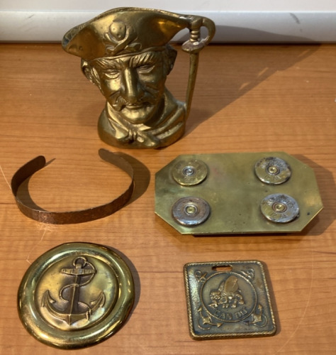 Brass 12GA Belt Buckle, SeaBees Medal, Sailers Pin & More