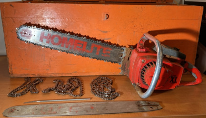 Homelite Chainsaw W/ Extra Parts, Chains & Tools