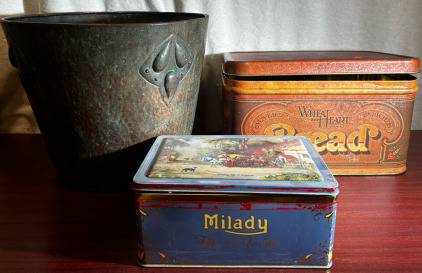 Vintage Metal Boxes And Vintage Metal Bucket