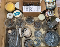 Box Of Various Hardware & 2 Metal Folding Chairs - 3