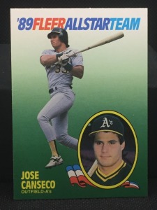 1989 Fleer Jose Canseco Baseball Card