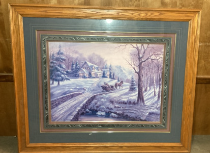 Lg Framed Winter Scene 45x38