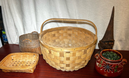 Large Wicker Basket & Small Wicker Baskets