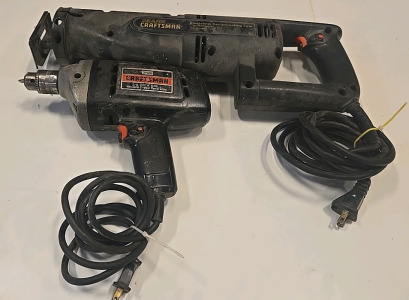 (1) Sears Craftsman 3/8" Drill (1) Sears Craftsman Electronic Reciprocating Saw