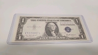 (2) Consecutive Serial Number 1935 F Silver Certificate Dollar Bills In Protective Cases - 2