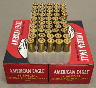 (100) Rounds Of American Eagle .38 Special 130 Grain Full Metal Jacket