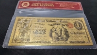 (1) $1 1875 99.9% Pure 24k Carat Gold Banknote W/ C.O.A - 4