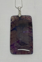 114.50ct. Lavender Dragon Veins Agate Pendant W/ .925 Silver Necklace - 2