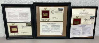 (3) 2001 First Day Issue Framed “Legendary Playing Fields” Collectible Stamps And Envelopes