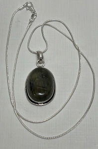 Flashy Labradorite Gemstone Pendant W/ .925 Silver Necklace