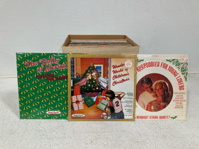 Box of 50+ Vintage Vinyl Christmas Records