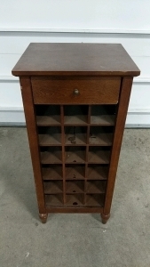 Vintage Wooden Wine Rack Cabinet with Drawer